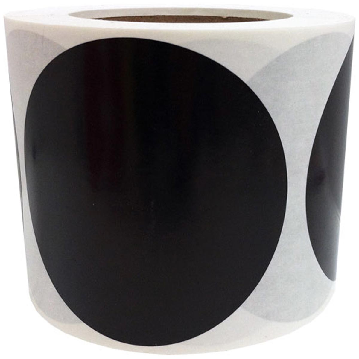 Black Stickers 4" Round QTY 500