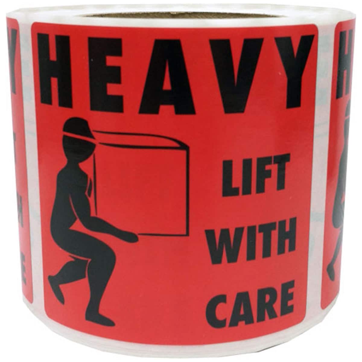 HEAVY Lift With Care Warning Labels 4 x 4" Square Quantity 500 HEAVY Lift With Care Warning Labels 4 x 4" Square Quantity 500