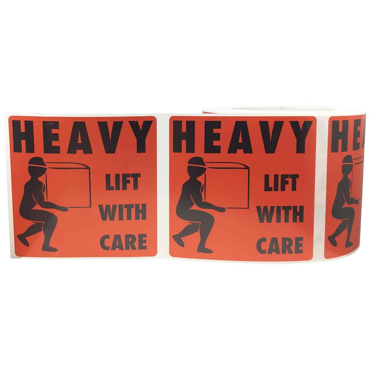 HEAVY Lift With Care Warning Labels 4 x 4" Square Quantity 500 HEAVY Lift With Care Warning Labels 4 x 4" Square Quantity 500