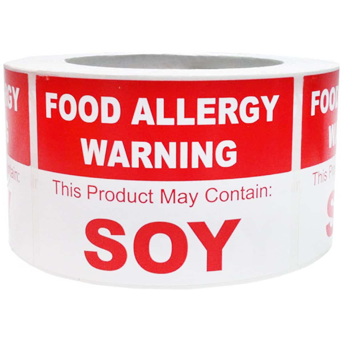 May Contain Soy Food Allergy Warning Labels | 2.5" x 3.5" Rectangle Quantity 500