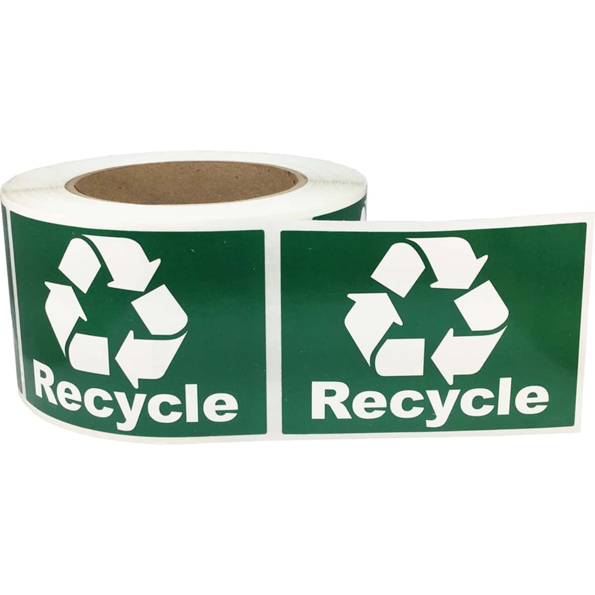 Green Recycle Stickers With White Recycle Logo 2.5" x 3.5" QTY 500