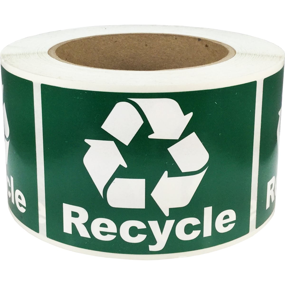Green Recycle Stickers With White Recycle Logo 2.5" x 3.5" QTY 500