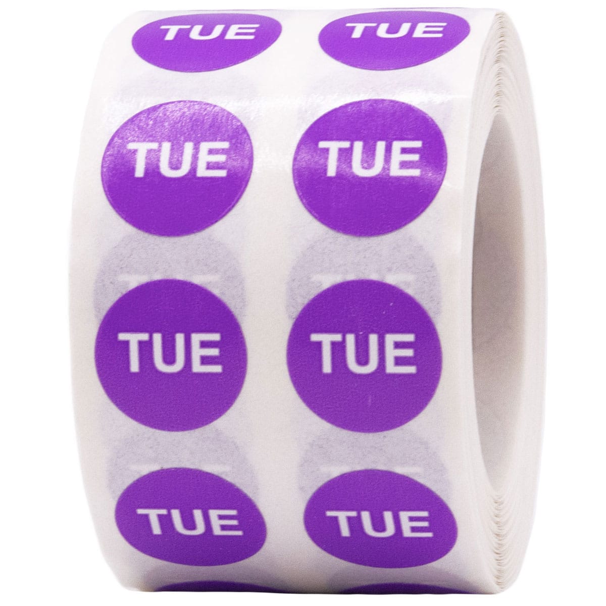 Small Tuesday Colored Day Stickers 1/2" Round Quantity 1,000