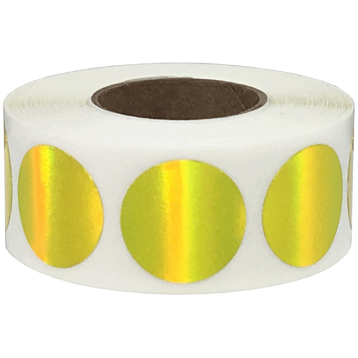 Holographic Yellow Labels 3/4" Round QTY 500