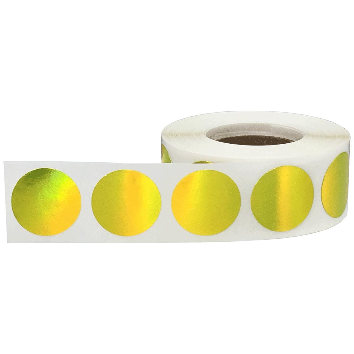 Holographic Yellow Labels 3/4" Round QTY 500
