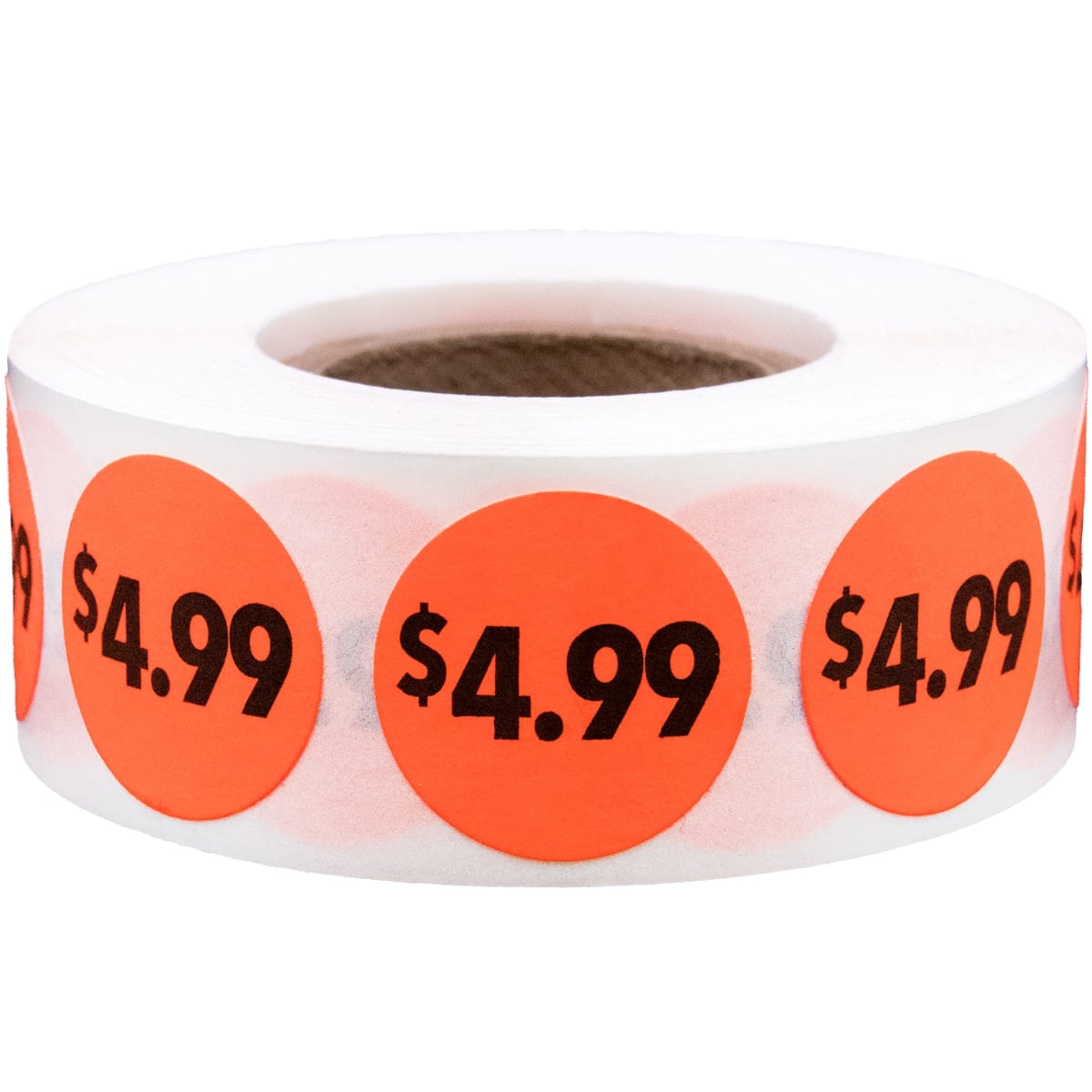 $4.99 Price Stickers Fluorescent Red 3/4" Round QTY 500 $4.99 Price Stickers Fluorescent Red 3/4" Round QTY 500