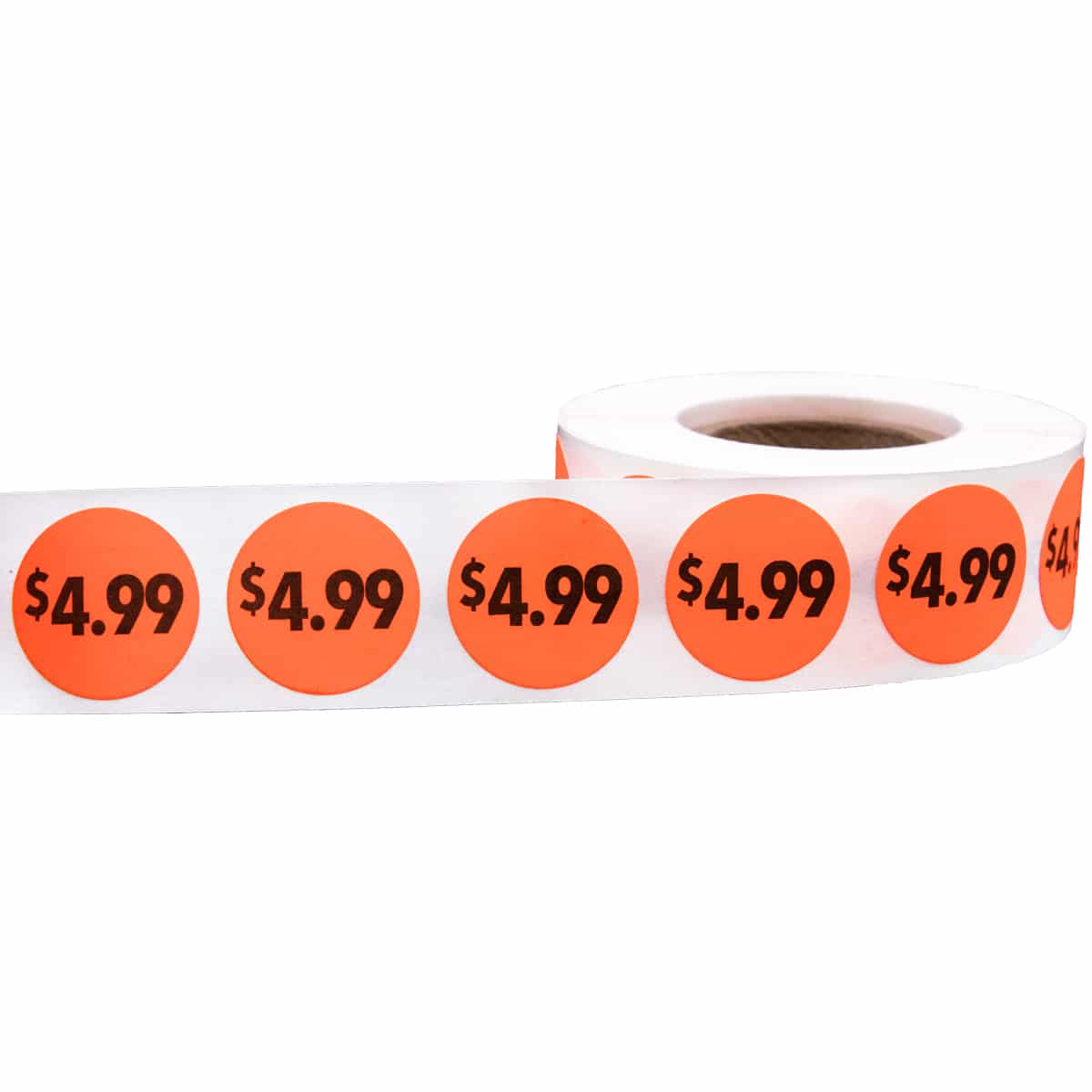 $4.99 Price Stickers Fluorescent Red 3/4" Round QTY 500 $4.99 Price Stickers Fluorescent Red 3/4" Round QTY 500