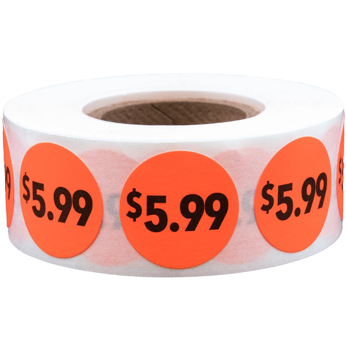 Fluorescent Red $5.99 Pricing Stickers 3/4" Round Quantity 500 Fluorescent Red $5.99 Pricing Stickers 3/4" Round Quantity 500