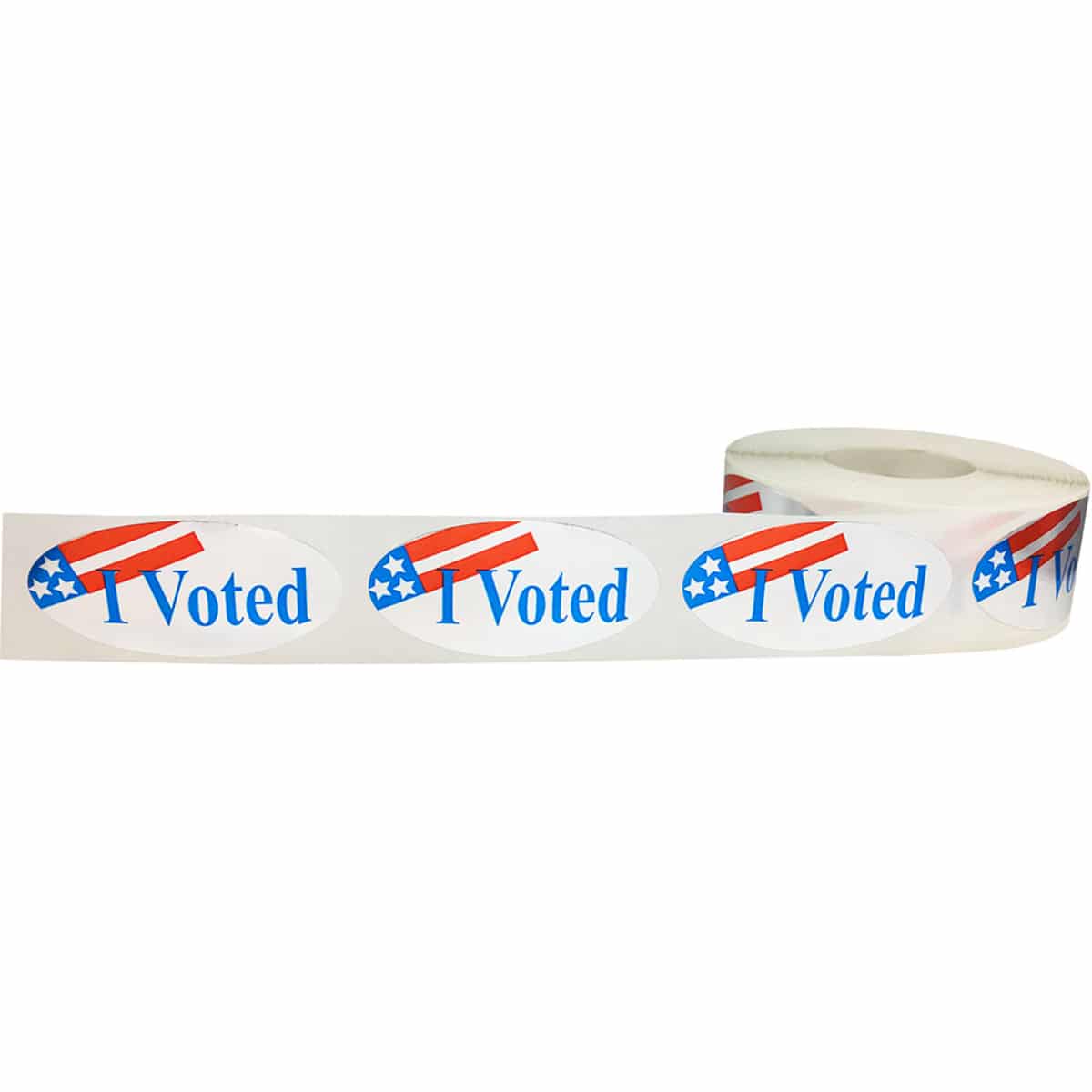 Silver I Voted Stickers Plastic Oval 1" x 2" QTY 500