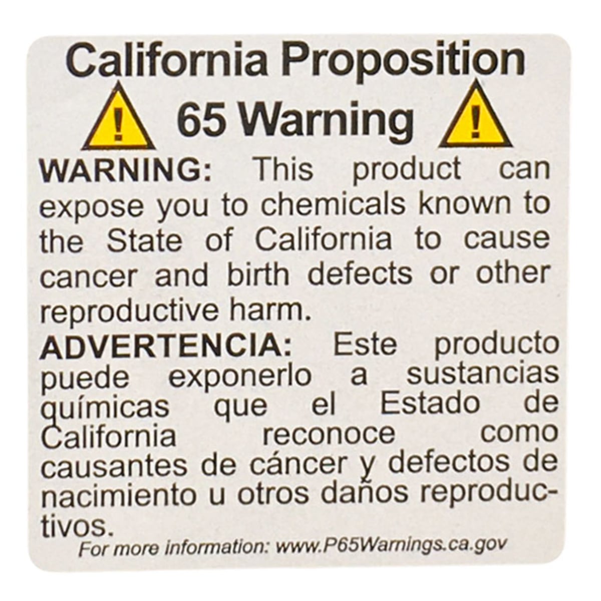 Generic California Prop 65 Labels in English and Spanish Quantity 500