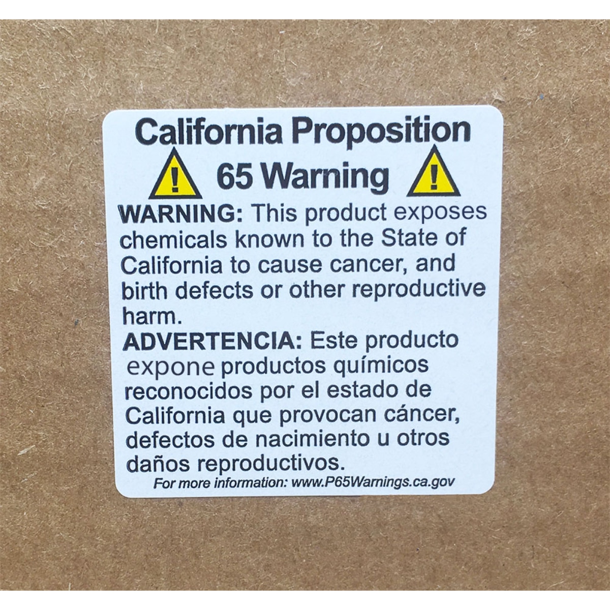 Generic California Prop 65 Labels in English and Spanish Quantity 500