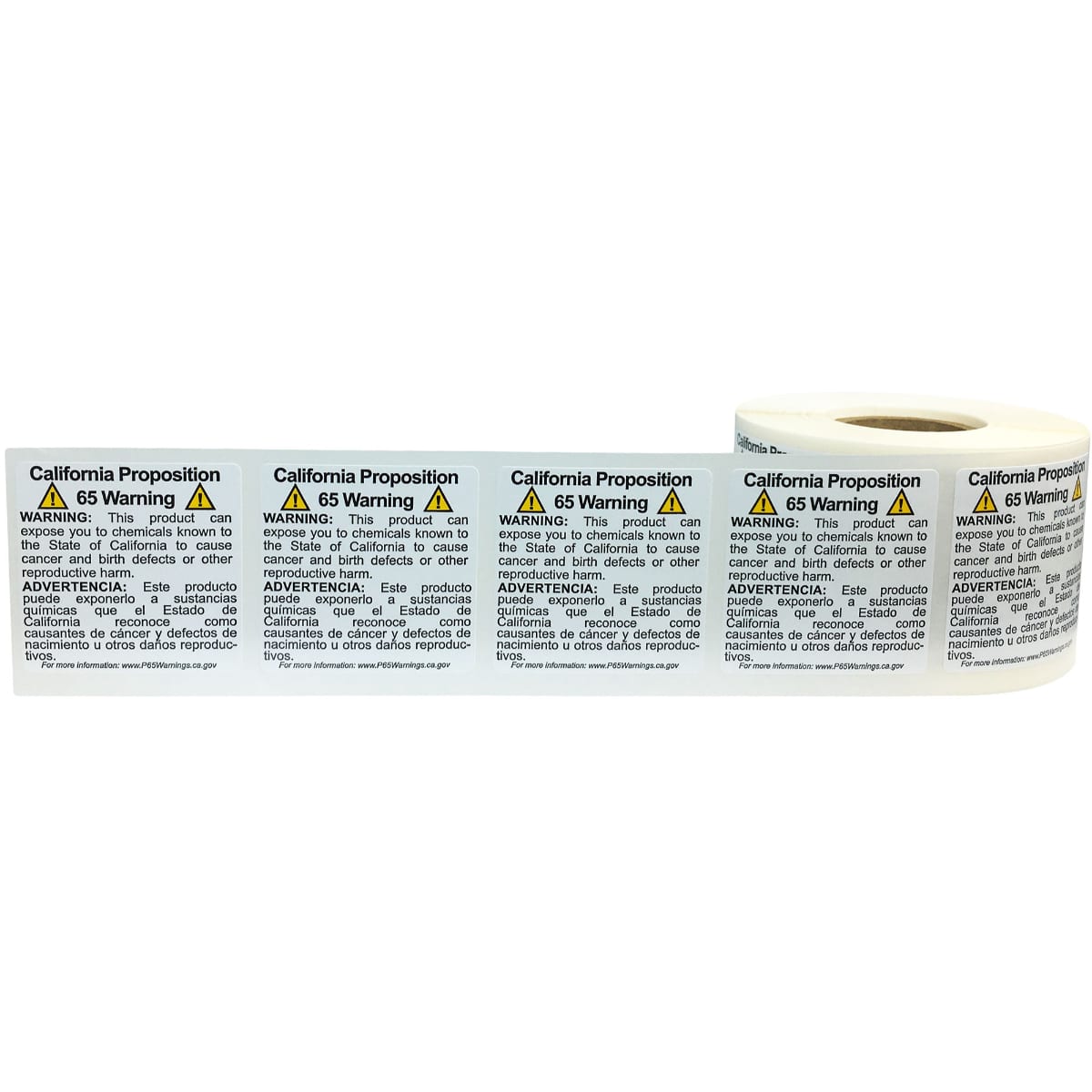 Generic California Prop 65 Labels in English and Spanish Quantity 500