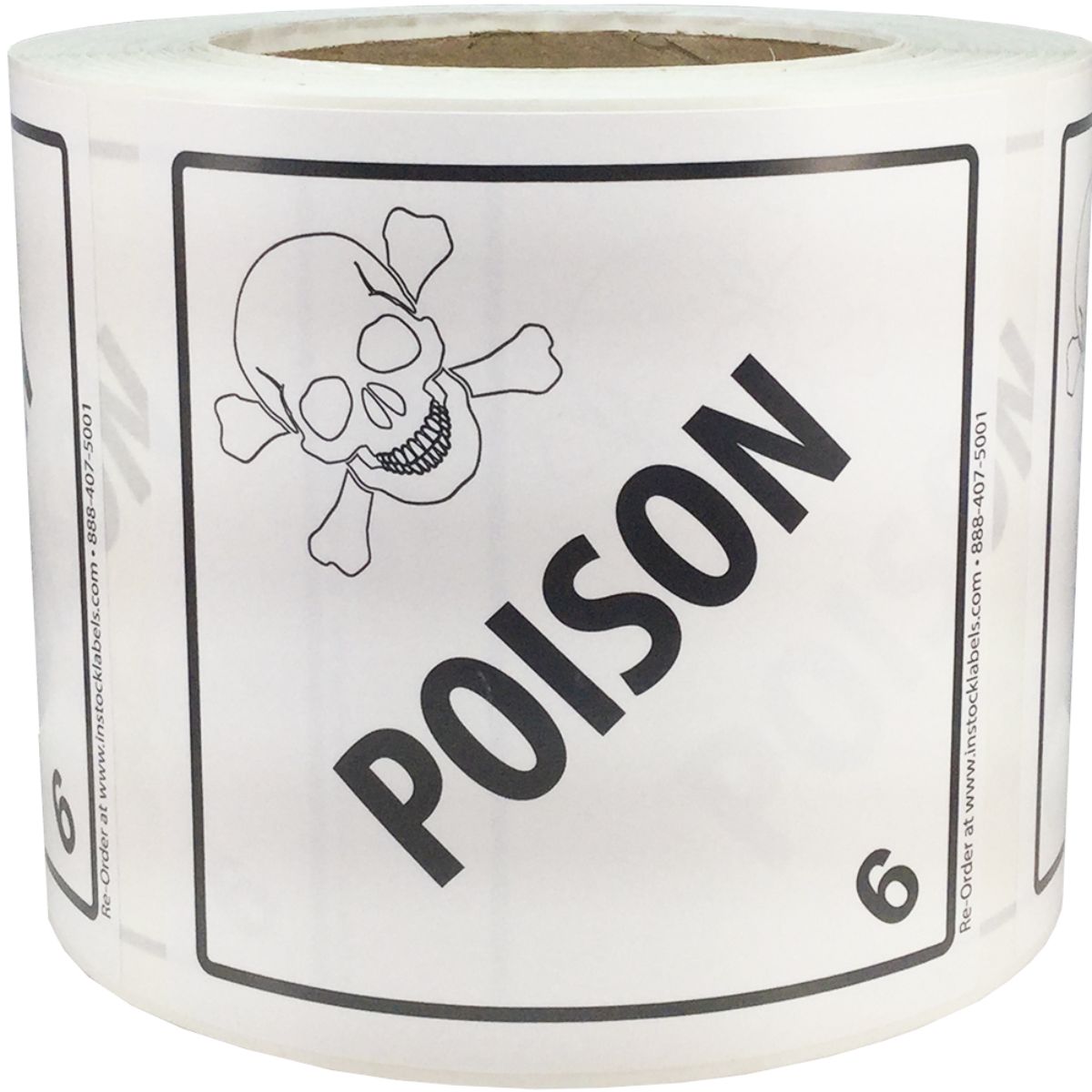 Poison Warning Labels Class 6 D.O.T. with Poison Logo Quantity 500