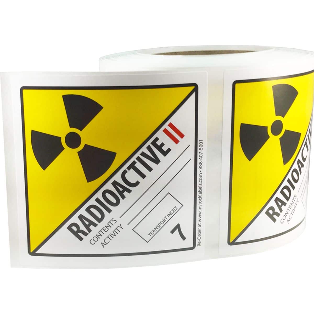 DOT Radioactive ll Hazard Labels Class 7 QTY 500 DOT Radioactive ll Hazard Labels Class 7 QTY 500