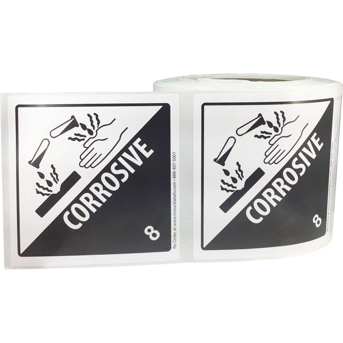 DOT Corrosive Hazard Labels Class 8 Quantity 500 DOT Corrosive Hazard Labels Class 8 Quantity 500