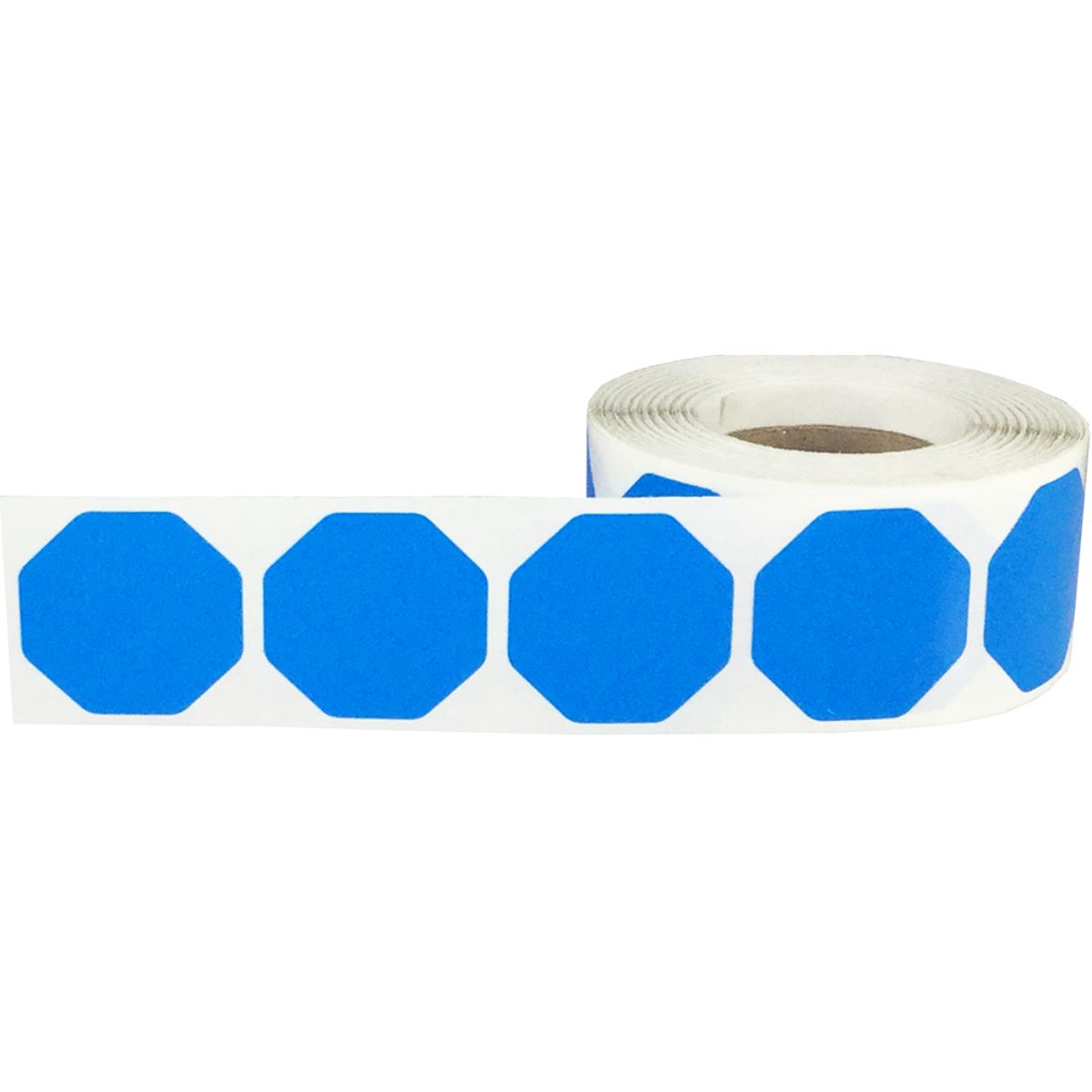 Blue Stickers Removable 1" Octagon QTY 500