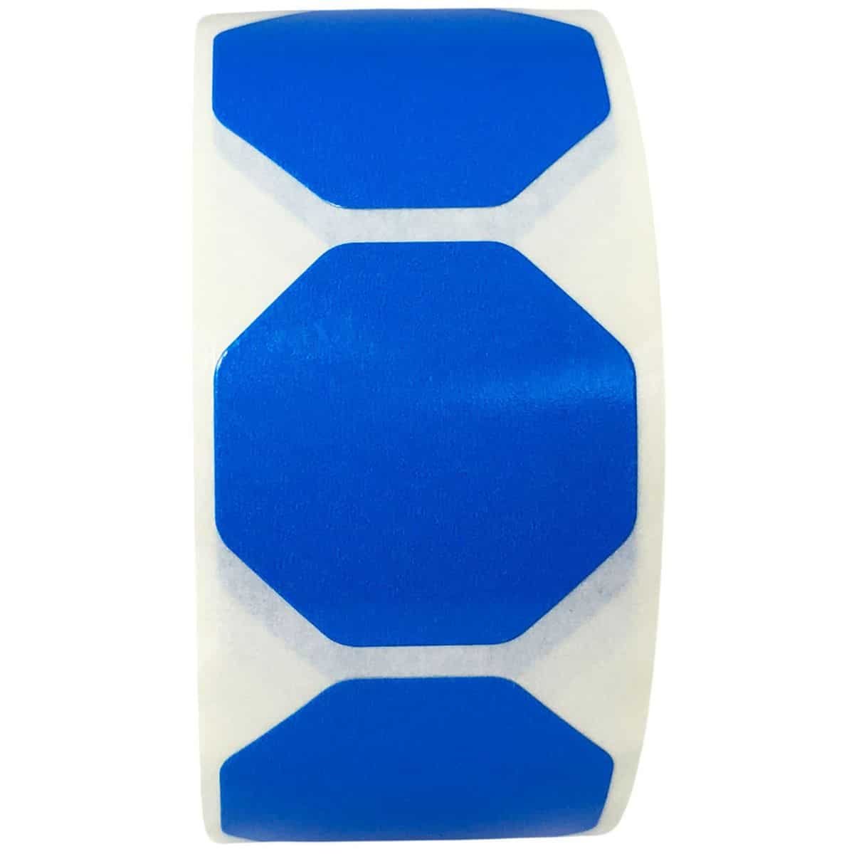 Blue Stickers Removable 1" Octagon QTY 500
