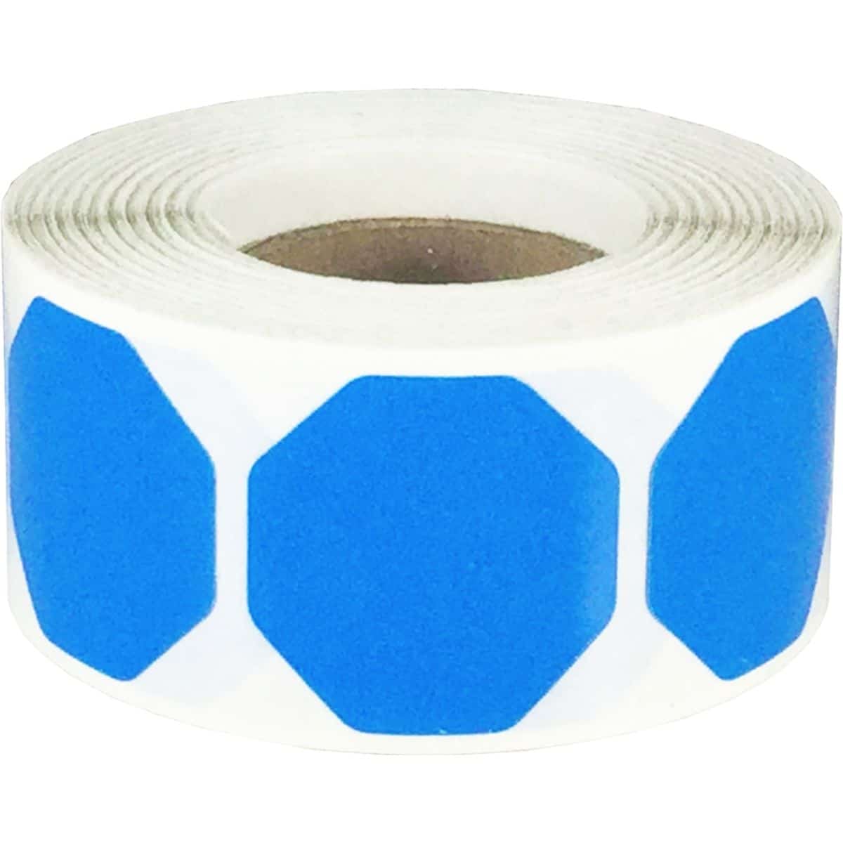 Blue Stickers Removable 1" Octagon QTY 500