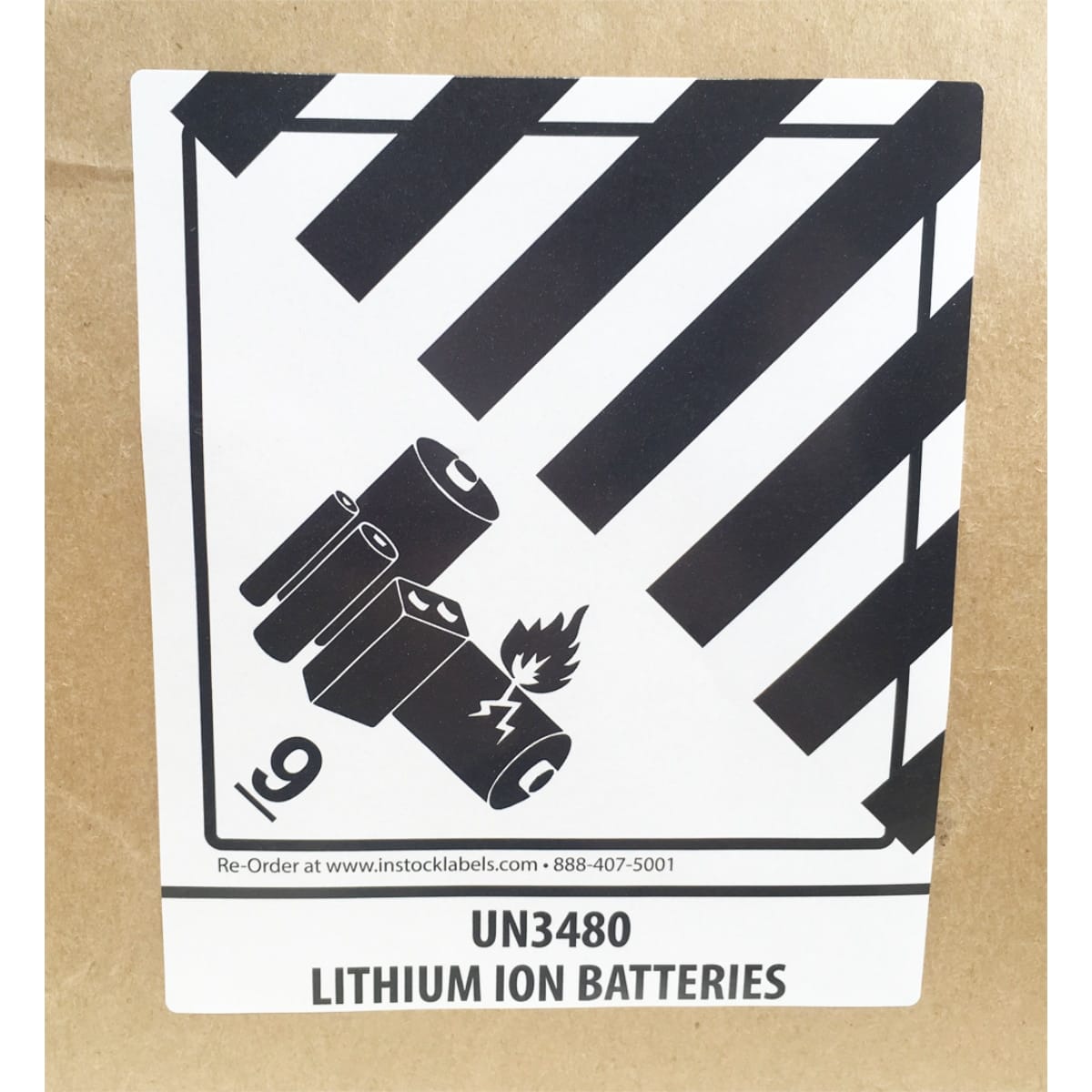 Lithium Ion Batteries UN3480 Hazard DOT Labels Class 9 Quantity 500