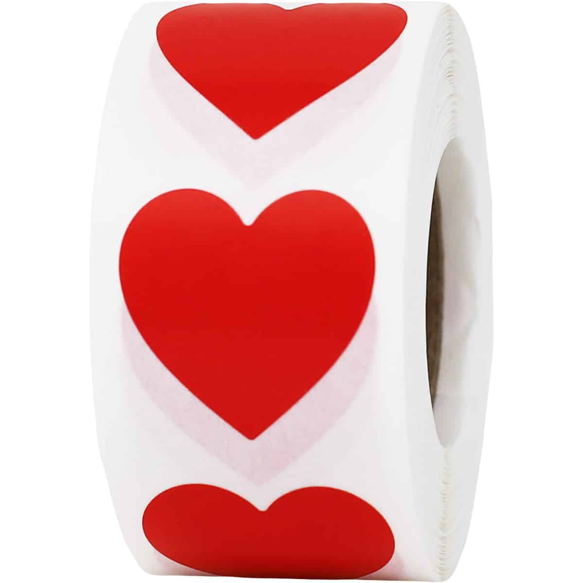 Red Heart Stickers 1" QTY 500