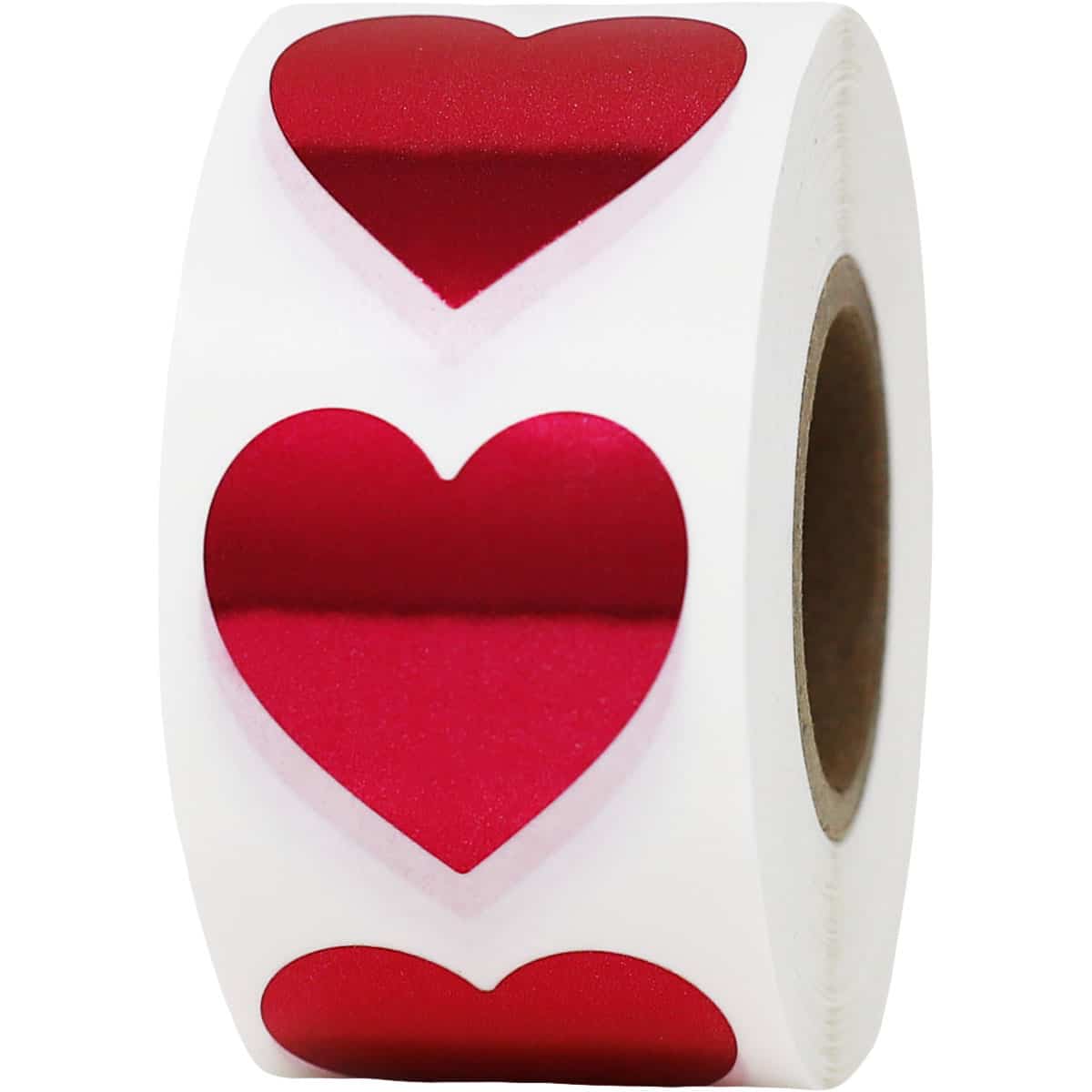 Metallic Red Heart Stickers 1" QTY 500 Metallic Red Heart Stickers 1" QTY 500