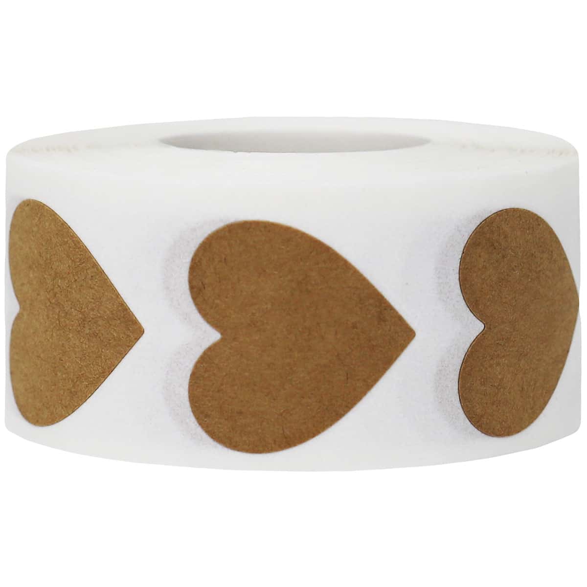 Brown Kraft Heart Stickers 1" QTY 500