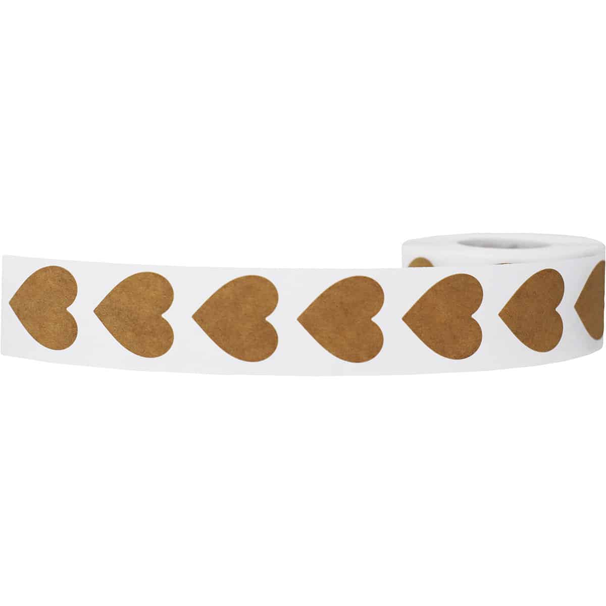 Brown Kraft Heart Stickers 1" QTY 500