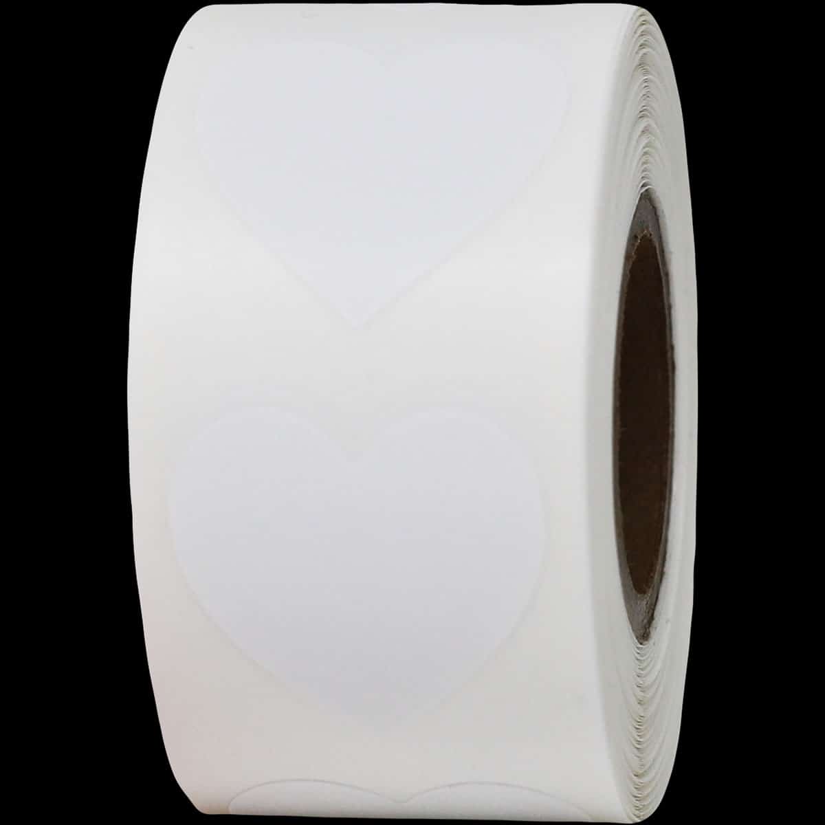 White Heart Stickers 1" QTY 500