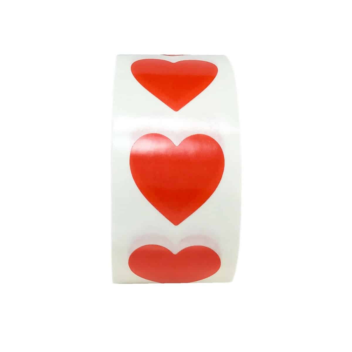 Red Transparent Heart Stickers 3/4" QTY 500