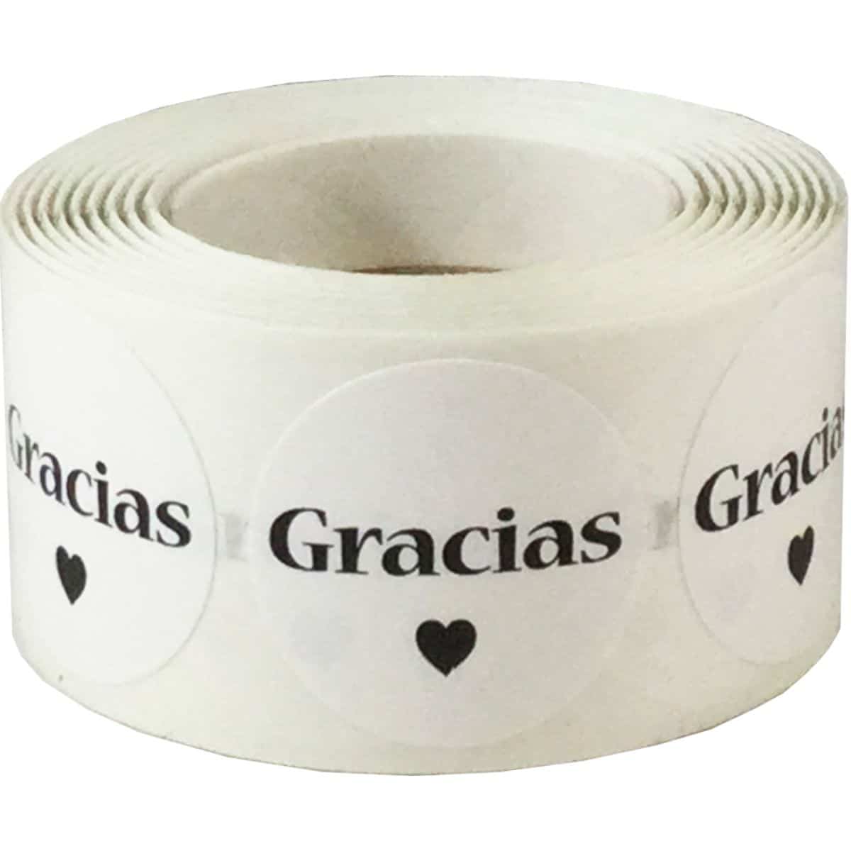 Spanish Gracias/Thank You Stickers White 1" QTY 500 Spanish Gracias/Thank You Stickers White 1" QTY 500