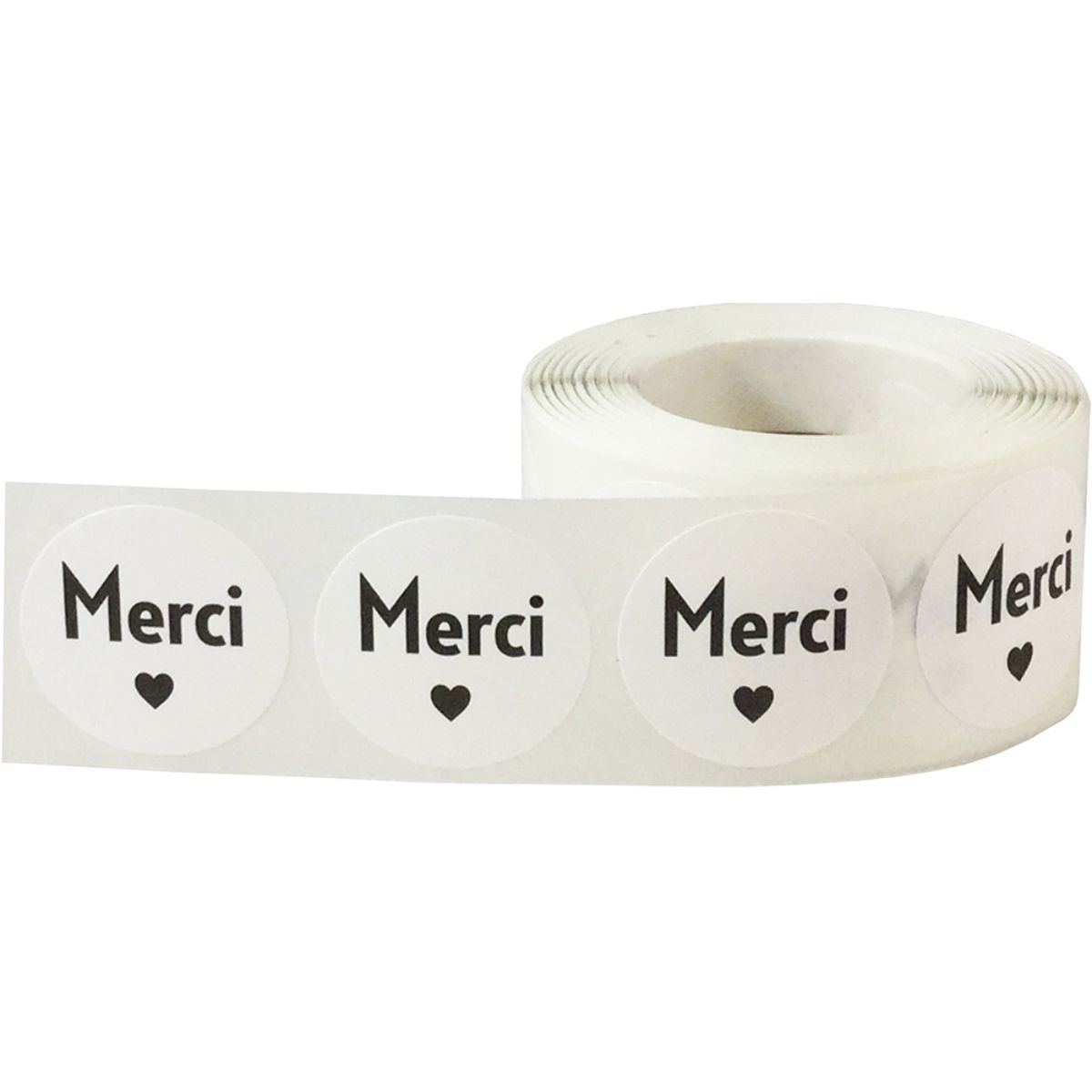 French Merci/Thank You Stickers White 1" QTY 500