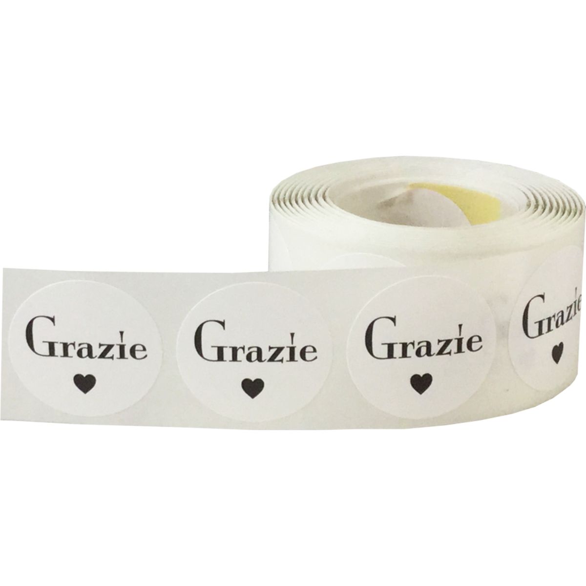 Italian Thank You Grazie Stickers White 1" QTY 500 Italian Thank You Grazie Stickers White 1" QTY 500
