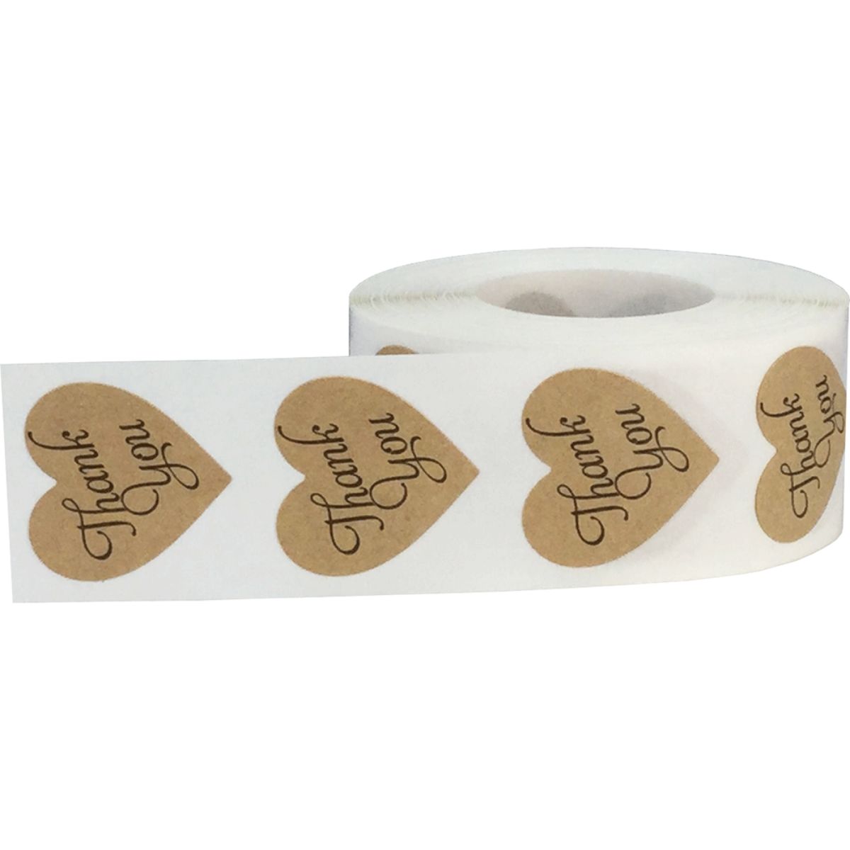 Thank You Heart Stickers Brown Kraft Paper 1" QTY 500 Thank You Heart Stickers Brown Kraft Paper 1" QTY 500