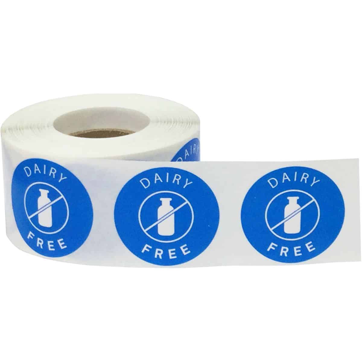 Dairy Free Labels Blue 1.25 Inch Round QTY 500 Dairy Free Labels Blue 1.25 Inch Round QTY 500
