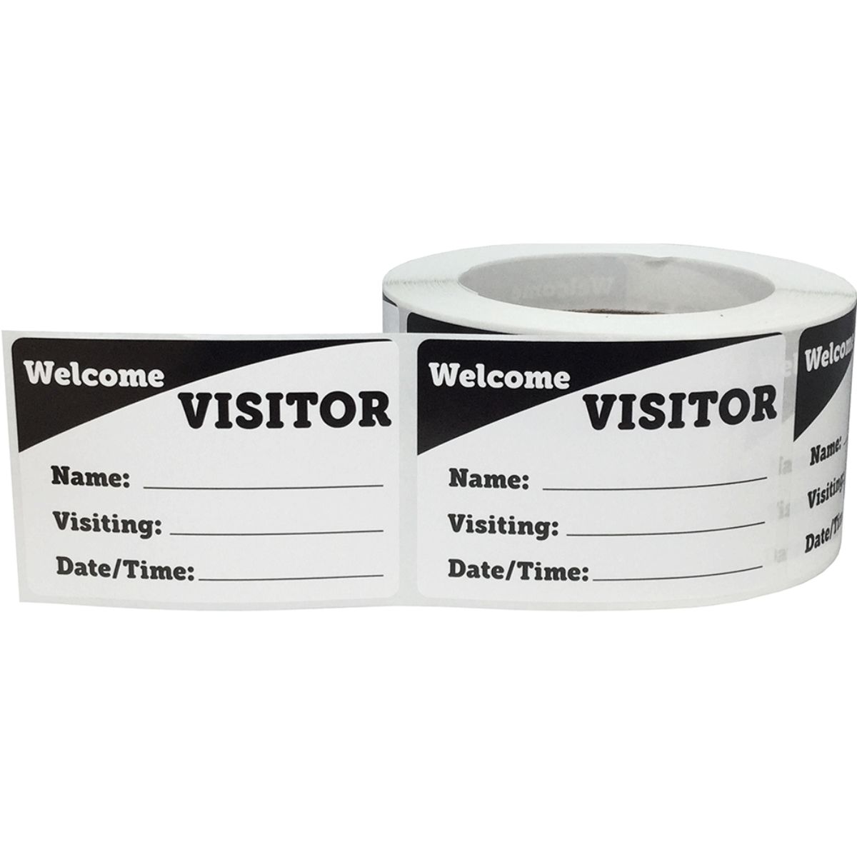 Welcome Visitor Stickers in Black QTY 500