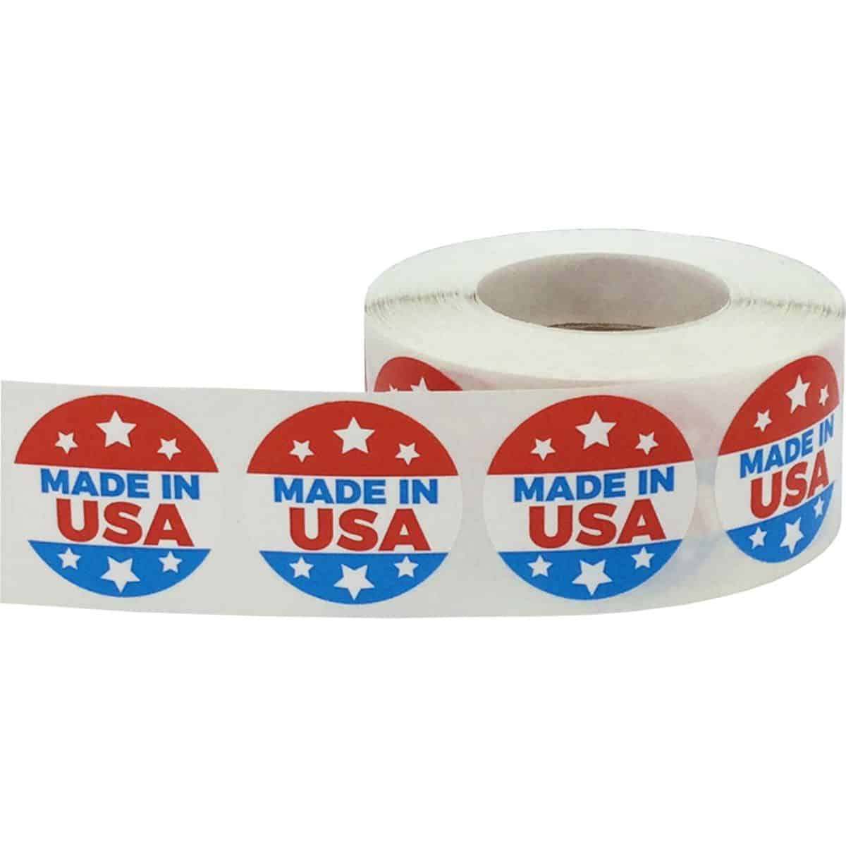 Made in the USA Stickers | 1" Round QTY 500 Made in the USA Stickers | 1" Round QTY 500