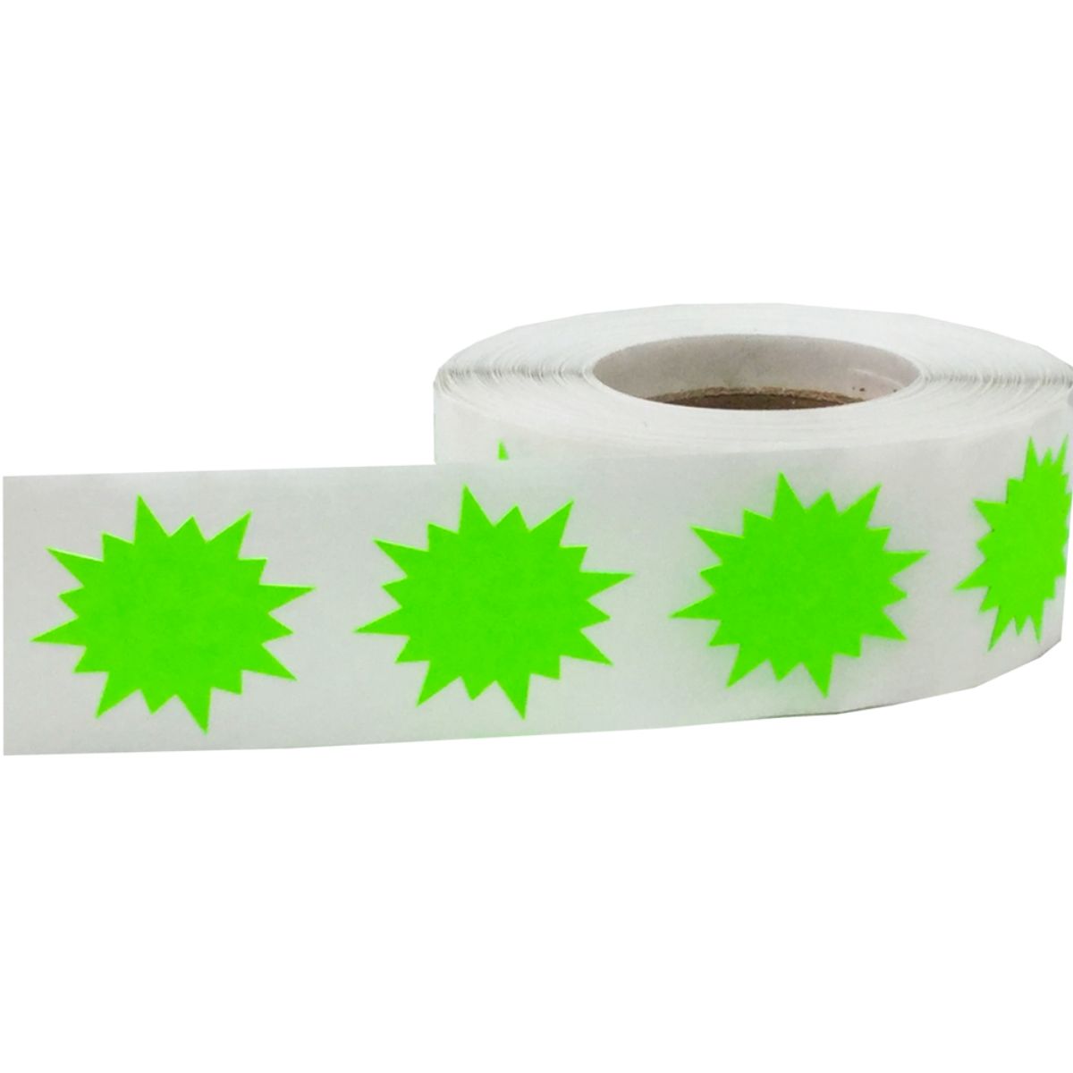 Fluorescent Green Stickers 1" Burst Shape QTY 500