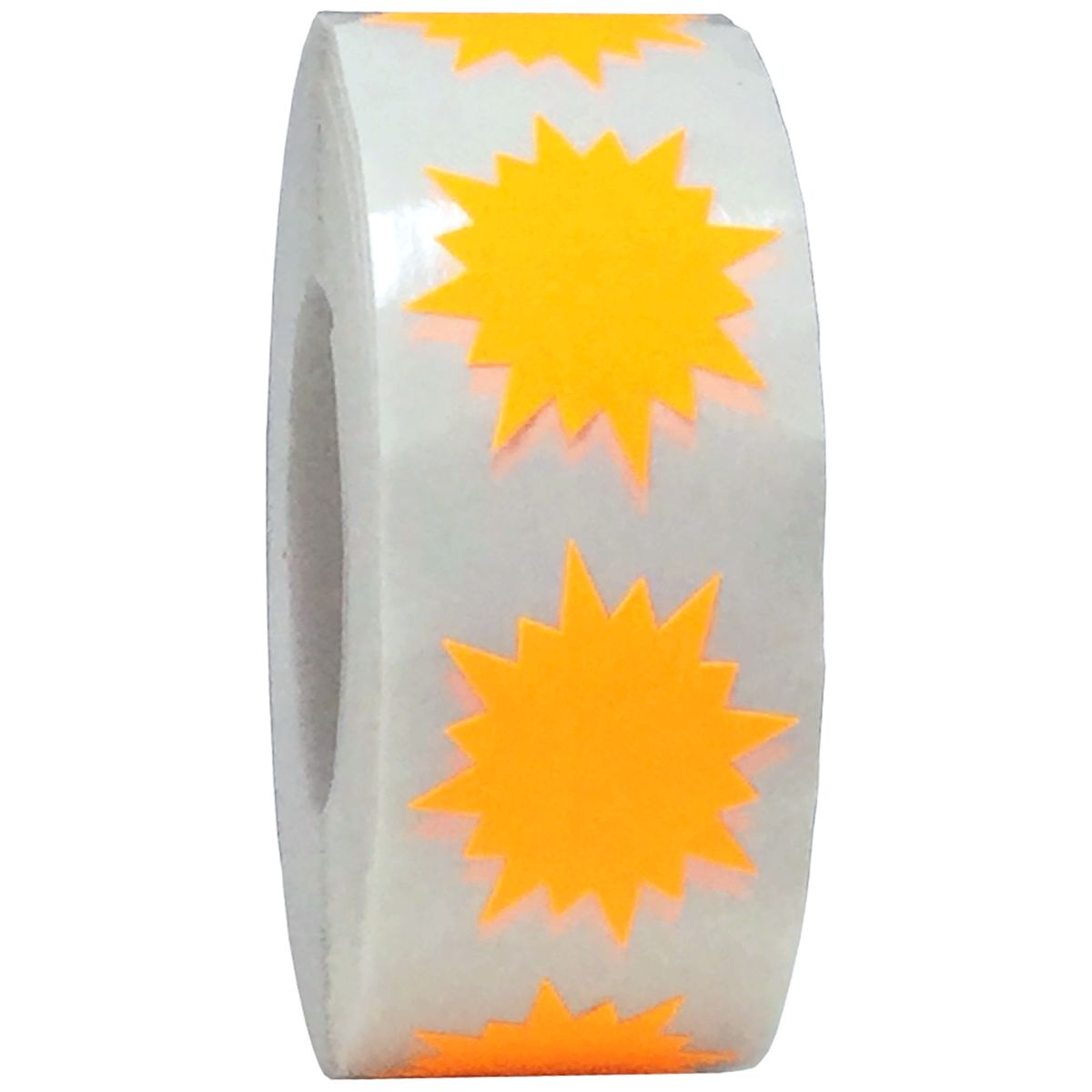 Fluorescent Orange Stickers 1" Burst Shape QTY 500