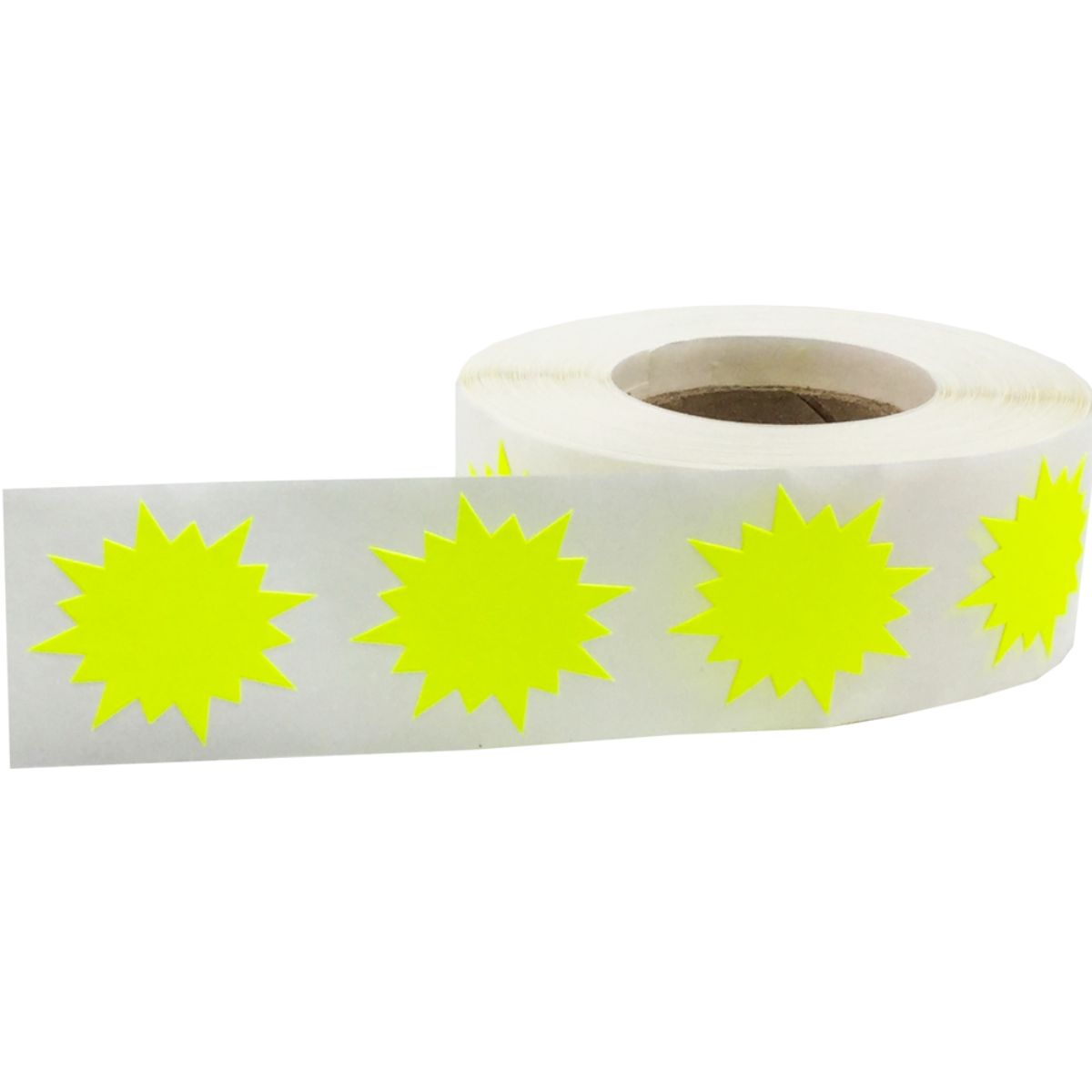 Fluorescent Yellow Stickers 1" Burst Shape QTY 500