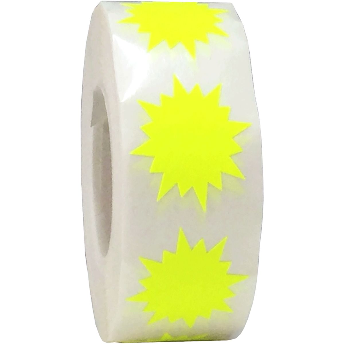 Fluorescent Yellow Stickers 1" Burst Shape QTY 500
