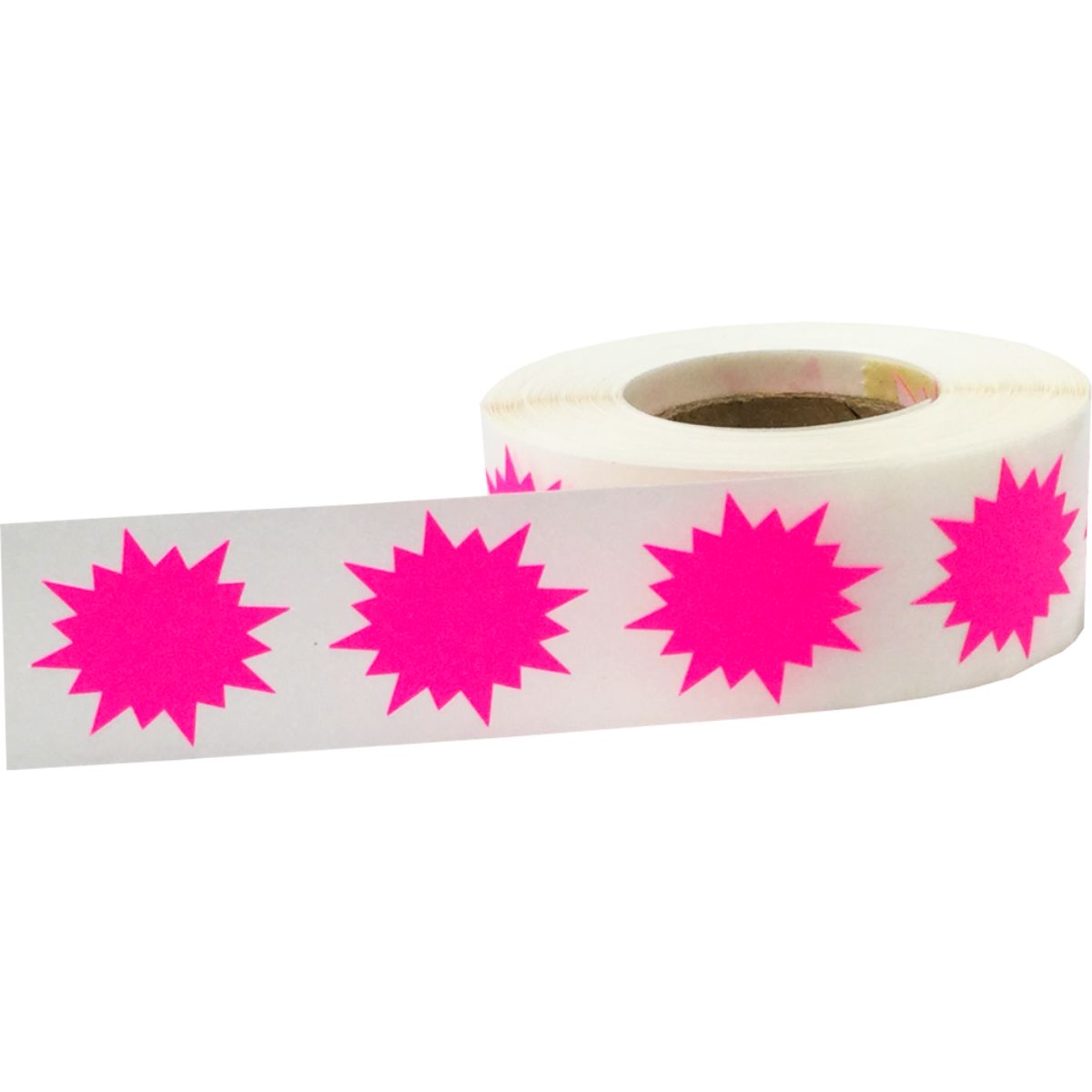 Fluorescent Pink Stickers 1" Burst Shape QTY 500