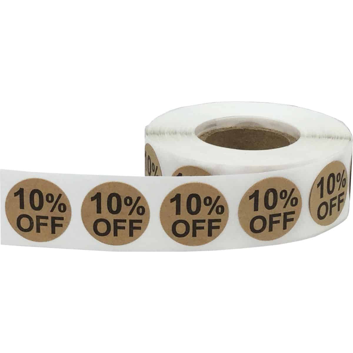 10 Percent Off Brown Kraft Labels 3/4" Quantity 500 10 Percent Off Brown Kraft Labels 3/4" Quantity 500