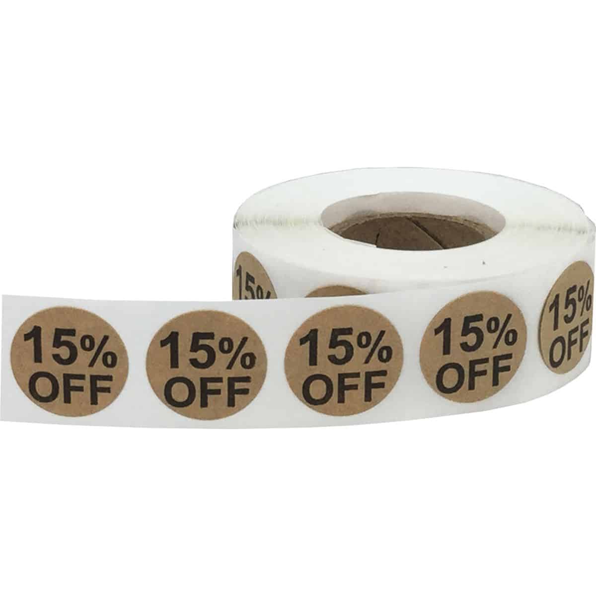 15 Percent Off Brown Kraft Labels 3/4" QTY 500 15 Percent Off Brown Kraft Labels 3/4" QTY 500