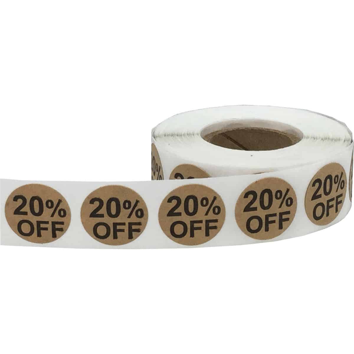 20 Percent Off Brown Kraft Labels 3/4" QTY 500
