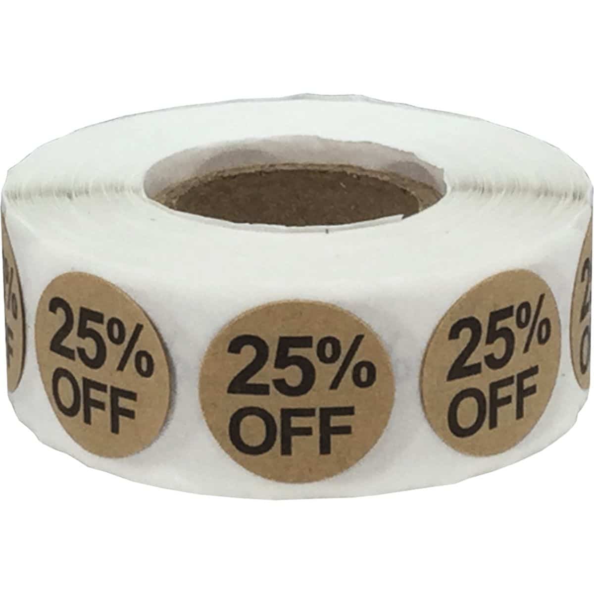 25 Percent Off Brown Kraft Labels 3/4" Quantity 500