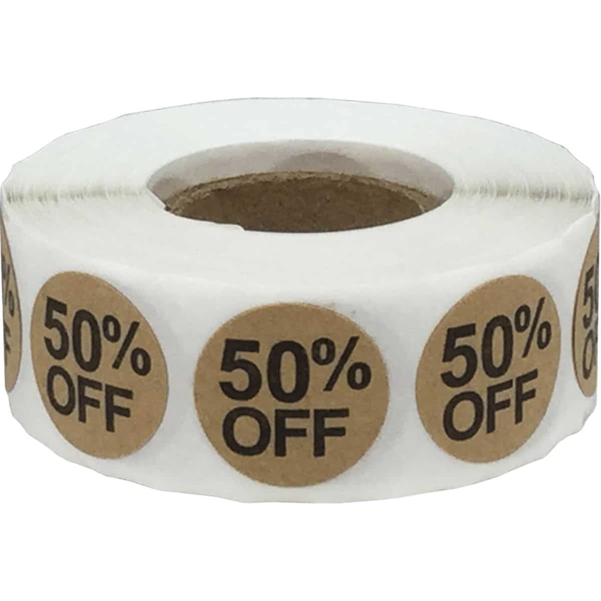 50 Percent Off Brown Kraft Labels 3/4" Quantity 500 50 Percent Off Brown Kraft Labels 3/4" Quantity 500