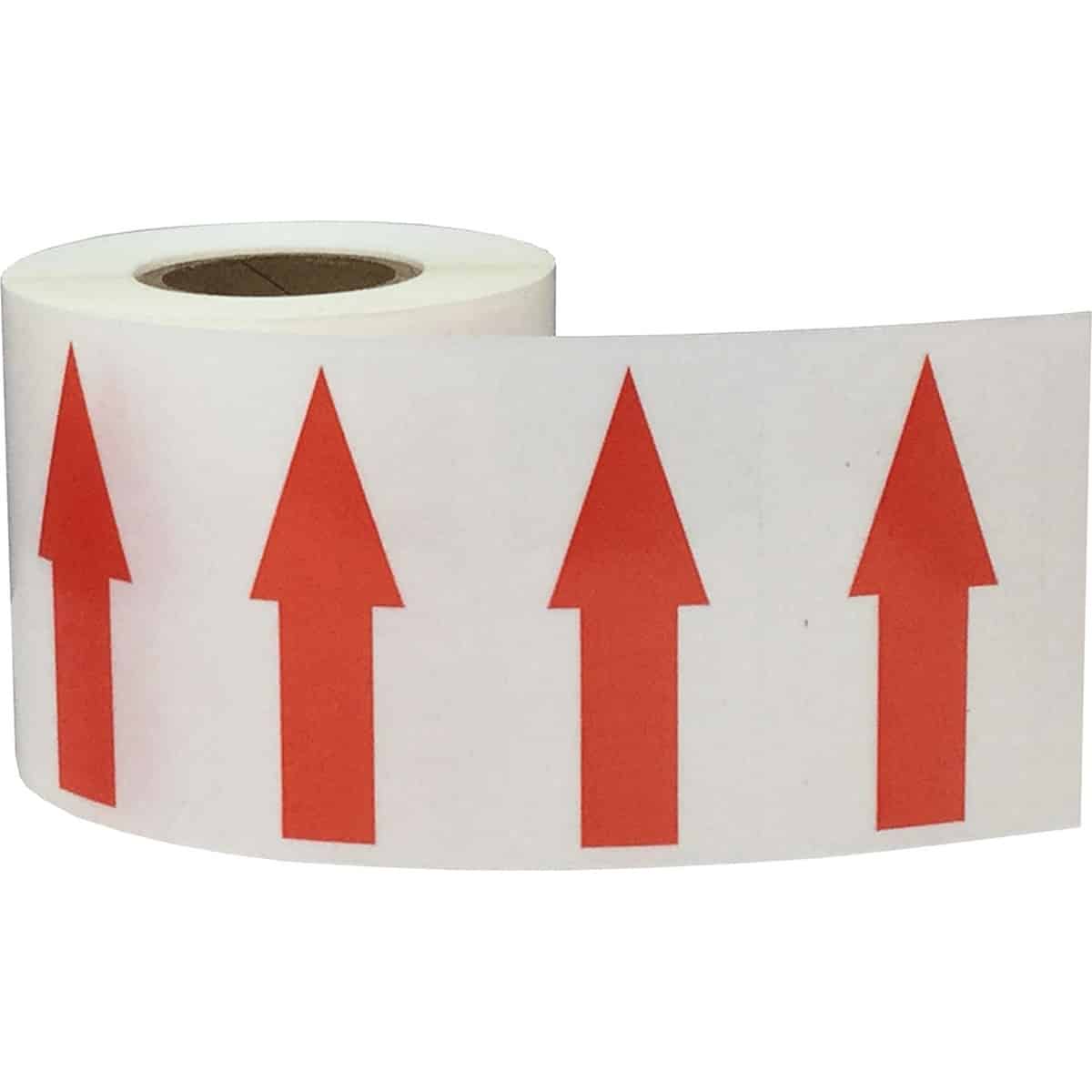 Red Transparent Arrow Stickers 1" x 2" QTY 500