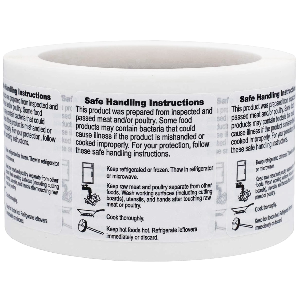 Safe Handling Instruction for Food Stickers 2" x 2" Quantity 500