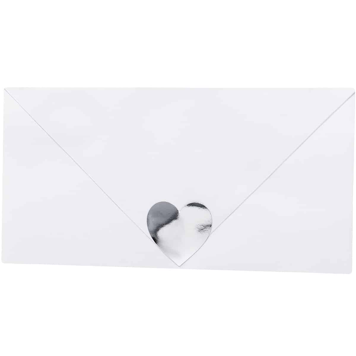 Metallic Silver Heart Stickers 1" QTY 500