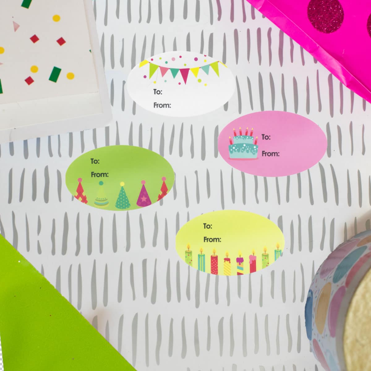 Fun Birthday Present Gift Tag Stickers | 4 Designs 1.5" x 2.5" - Holiday QTY 100 Fun Birthday Present Gift Tag Stickers | 4 Designs 1.5" x 2.5" - Holiday QTY 100